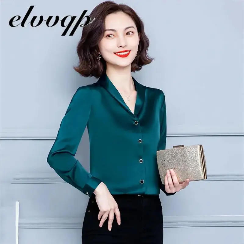 New Fashion Autumn Blouses Women Casual V Neck Shirts Long Sleeves Chiffon Tops Ladies Elegant Work Office Shirt Tops Plus Size