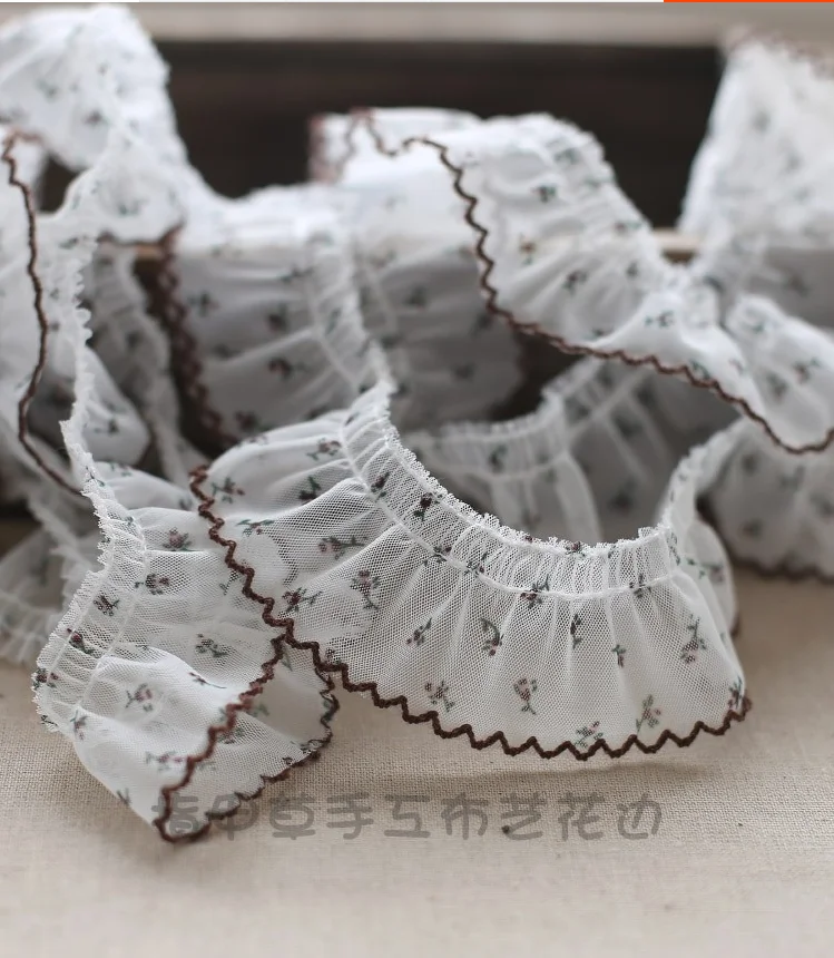 2 Meters Modern Wavelet Pleated Mesh Yarn Printed Lace Trims Dress Hair Accessories Boots Bag Pet Decoration 4cm lace garment accessories,lace sewing supplies,lace hair accessories,lace decoration,lace accessories,lace sewing accessories