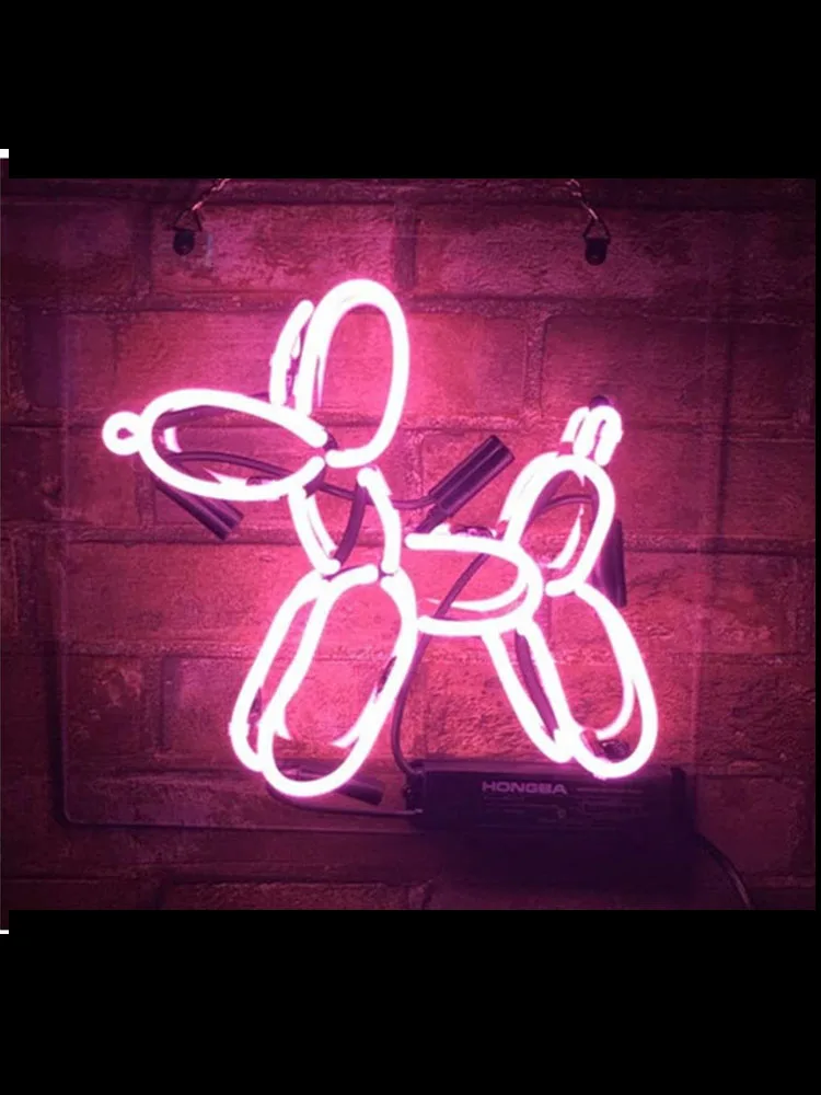 Neon Sign For cute balloon dog home wall display light advertise LOGO free DESIGN pink clear plastic board Impact Attract light