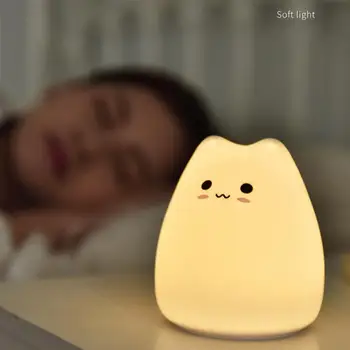 

7 Color Touch Sensor Lamp Atmosphere Light LED Night Cat Silicone Lamp Holiday Sleepping Bulb Bedroom Desktop Decor