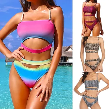

#Z45 2020 New Snake Pritn Bikini Set Swimwear Women High Waist Bikini Tankini Swimwear Women Bikini Set Maillot De Bain Femme
