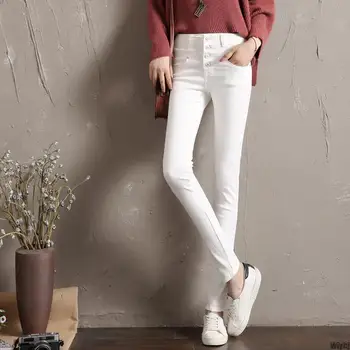 

New Women's velvet jeans denim trousers winter feminine stretch stretch thick warm velvet denim pencil pants jeans trousers