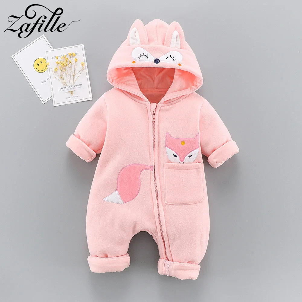 Newborn Baby Winter Clothes Cartoon Bear Toddler Boy Clothes Zipper Hooded Boys Romper Baby Costume Winter Jumpsuit Kids baby jumpsuit