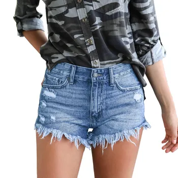 

Female Fashion Casual Summer Cool Women Denim Shorts High Waists Fur-lined Leg-openings Plus Size Sexy Short Jeans Female #T1G