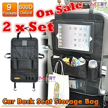 

2pcs Car Back Seat Storage Organiser, Car Organiser with 10.1' Pad Tablet Storage Pockets Kick Mats Car Seat Back Protectors