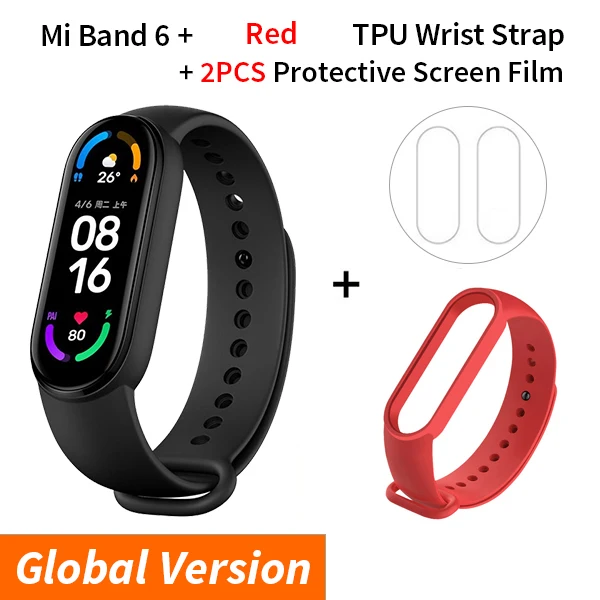 Multi-language Xiaomi Mi Band 6 Smart Bracelet 1.56"AMOLED Screen miBand 6 Heart Rate Fitness Traker Bluetooth 5ATM Waterproof 