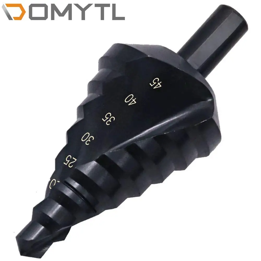

10-45mm Triangular Shank Step Drill Bit Nitrided Spiral Groove High Speed Steel