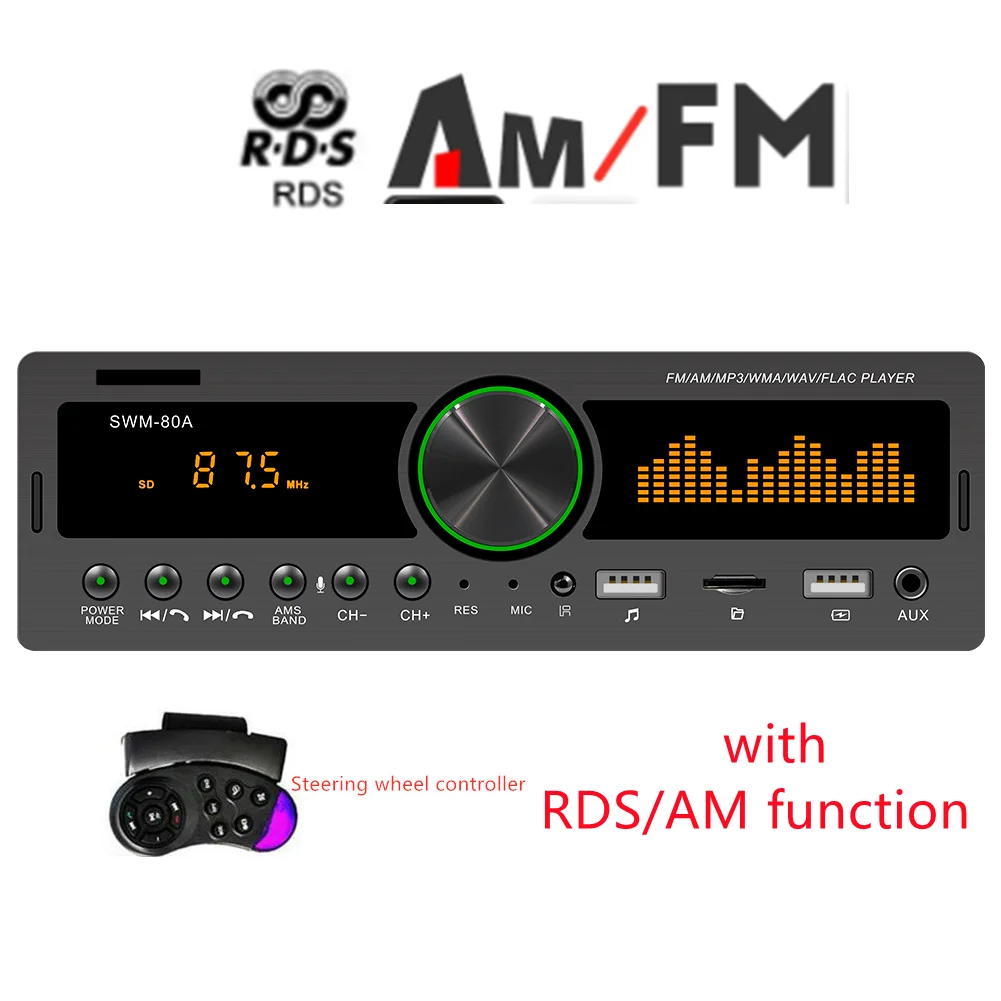 head unit 1 DIN Car Radio Multimeida MP3 Player Audio Copy Bluetooth TF USB AUX-Input Locator Auto Stereo Head Support RDS/AM Function car audio near me Car Radios