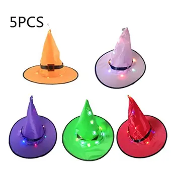 

Witch Hat Halloween Glowing Witch Hat Children Adult Party Prom Dress Up Wizard Hat Halloween Decorations