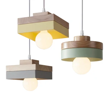 

Nordic Simple Creative Personalized Solid Wood Pendant Lights Japanese Decorative Pendant Lamp Kitchen Lights Hanging Room Lamp