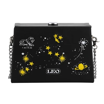 

Messenger Bag For Girl Fashion Small Crossbody Bags For Women 2020 Shoulder Bag Purse Embroidery Constellation PU Leather Chain