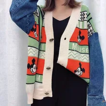 Осень и зима кардиган Микки свитер женский свитер Корейская версия кардиган куртка свитер с рисунком