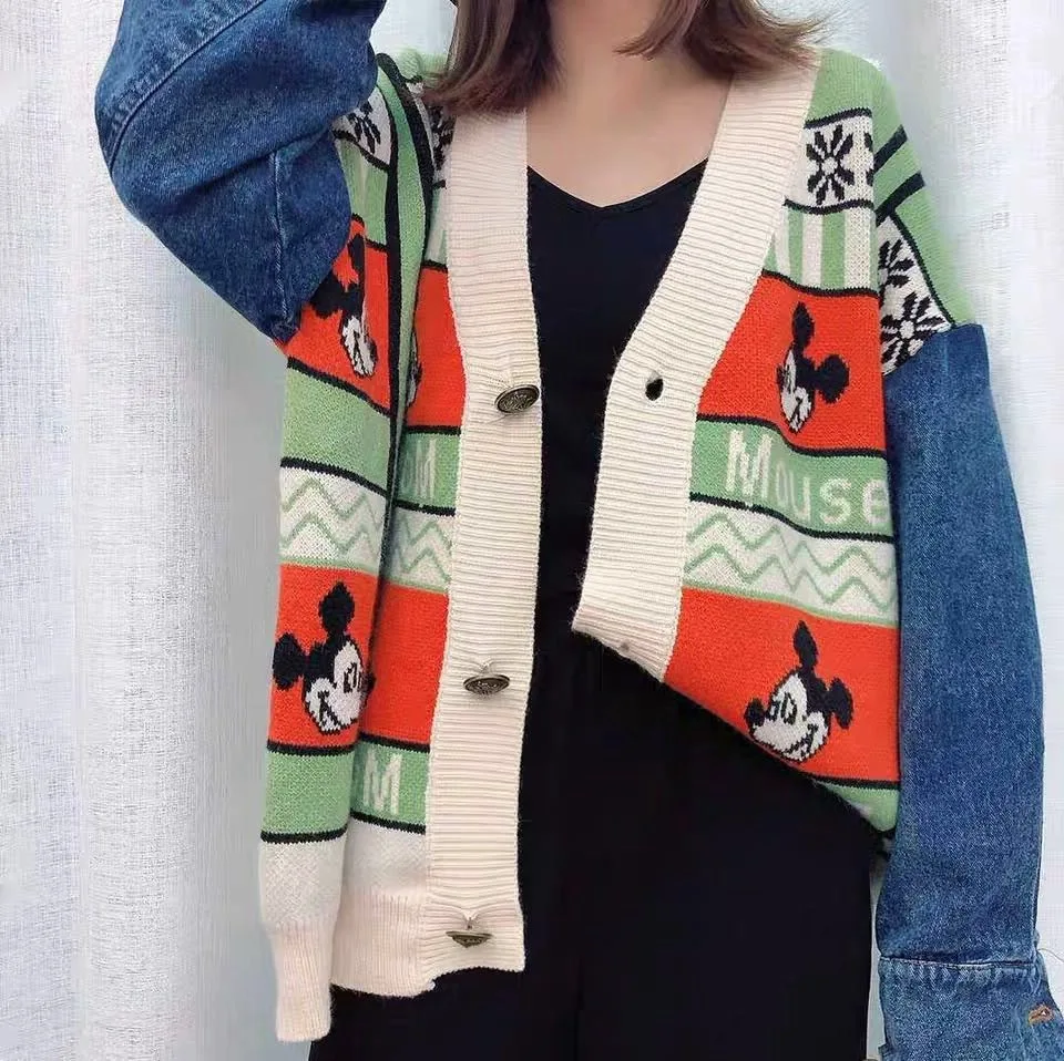 

2019 Autumn And Winter New Cardigan Mickey Sweater Women's Sweater Korean Version Of The Cardigan Jacket Cartoon Sweater