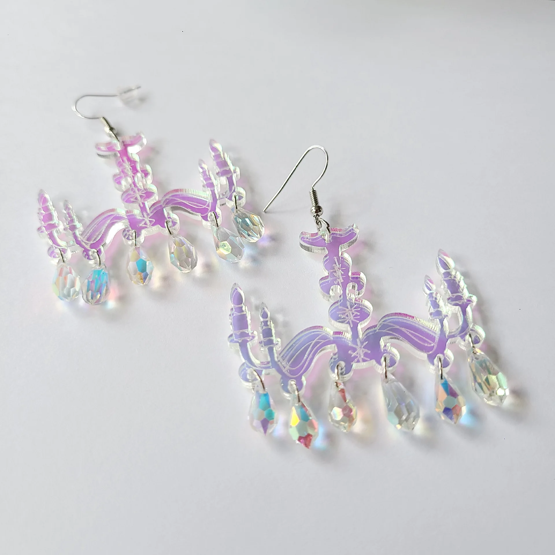 Geometric Earrings Donarsei Fashion Geometric Laser Earrings For Women Cute Color Changing Balloon Dog Ghost Moon Sun Star Lightning Drop Earrings