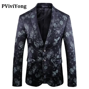 

PViviYong Brand 2019 high quality suit top for men wedding banquet night club party for men business suit men blazer jacket 1925