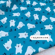 Tissus Tecidos の ткань Голубое озеро маленький медведь нейтральный ветер мультфильм напечатанные ткани весна и осень зима ткань