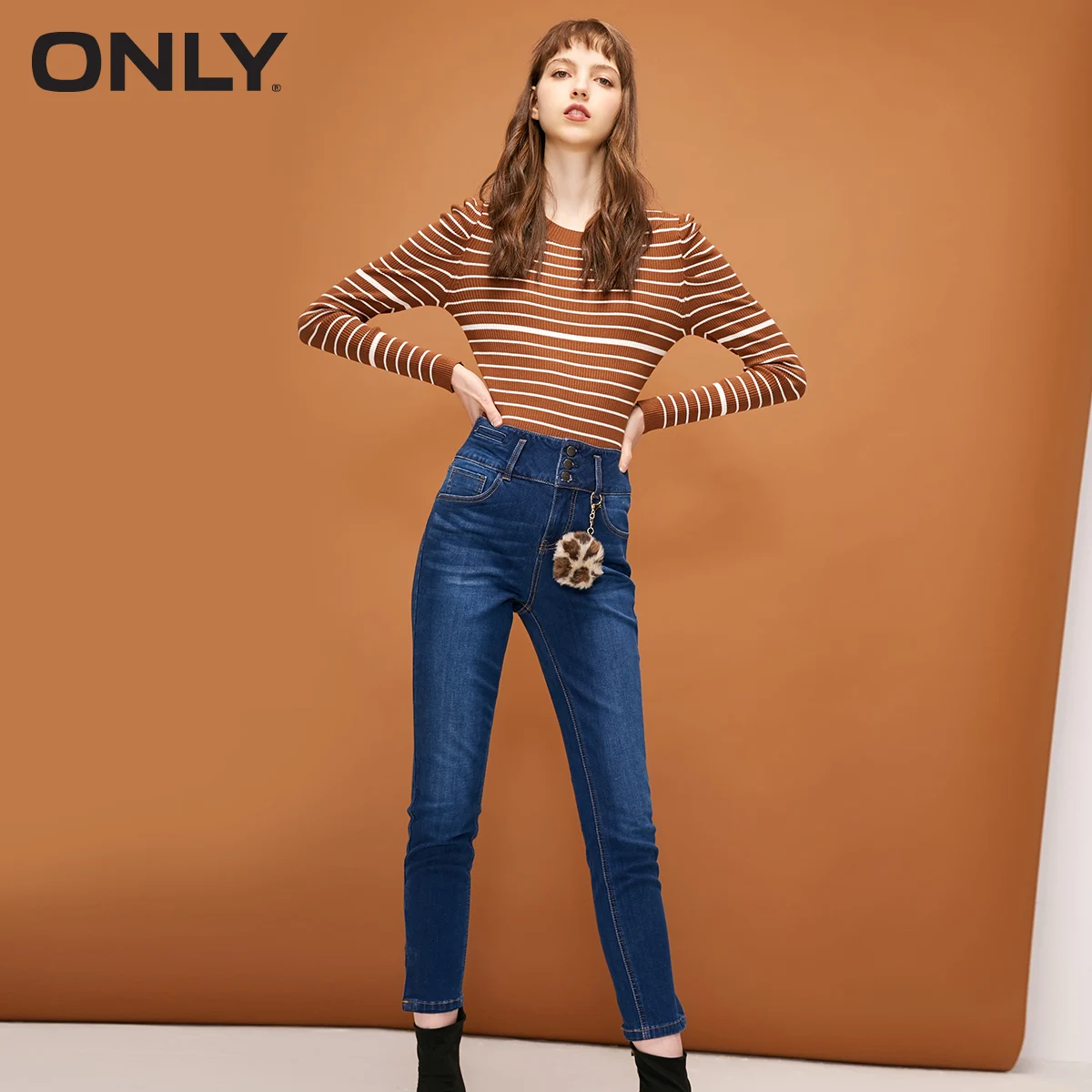 Только женские осенние новые с высокой талией плотно обрезанный джинсы | 118349603 - Цвет: 510Jeans Blue