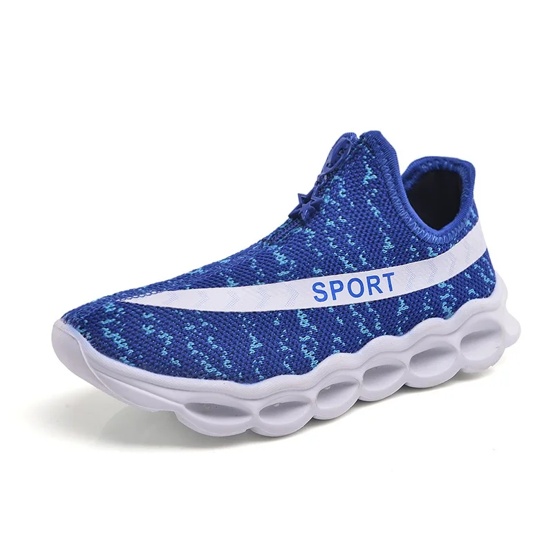 Детская обувь, баскетбольные Детские кроссовки Air Ultras Kanye Y Human Racing 350, все спортивные кроссовки с подсветкой Nmd LBJ Max Star - Color: Blue
