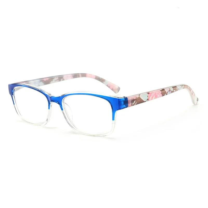 RBENN очки для чтения Для женщин с печатным рисунком модные очки для чтения женские+ 0,75 1,25 1,75 2,25 2,75 3,25 3,75 4,5 5,0 6,0 - Цвет оправы: Blue Transparent