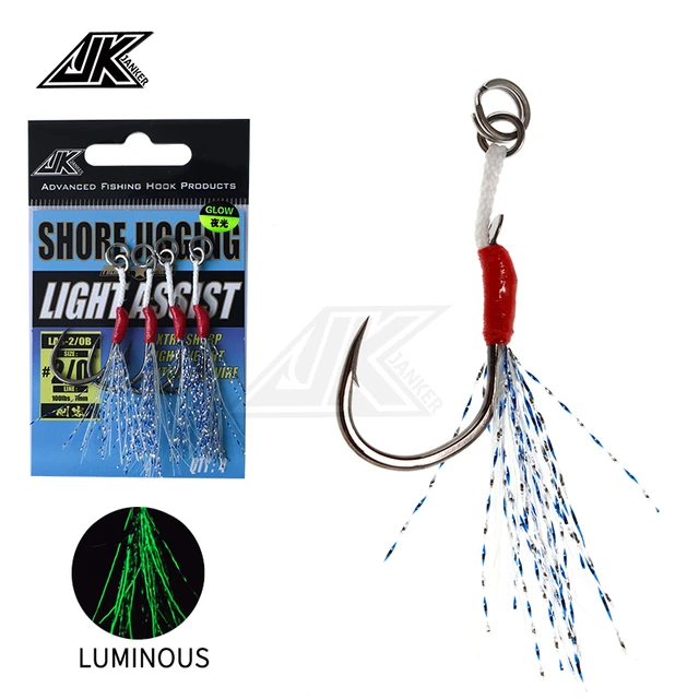 1-SJ Slow Jigging Twin Assist with Mustad Hooks Glow Jigging Hooks