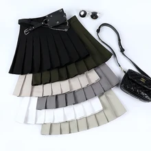 Высокая талия плиссированные Мини-юбки девочек Harajuku юбка Однотонная повседневная обувь chic Япония в Корейском стиле школьная форма G887