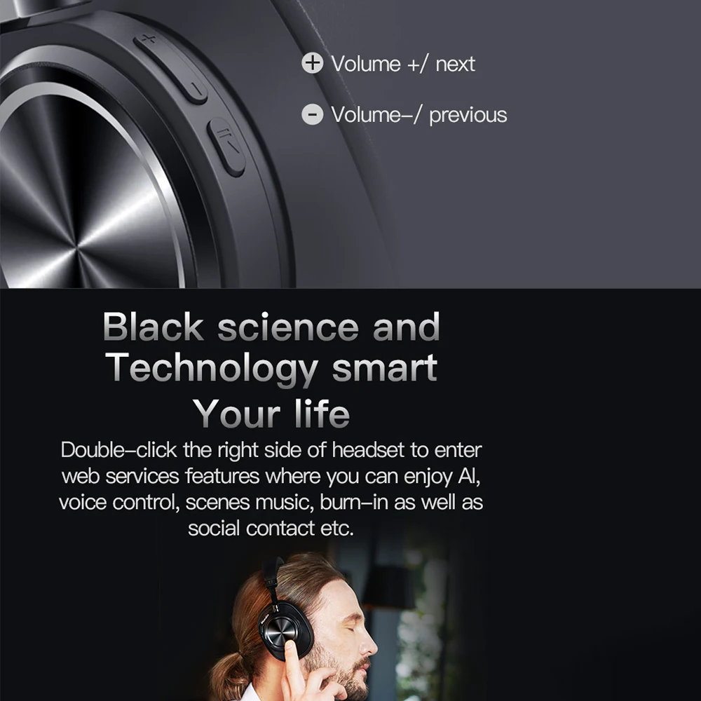  Bluedio T7 Plus Bluetooth Headphone User-defined Active Noise Cancelling Wireless Headset Support S
