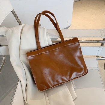 

Burminsa Vintage Briefcase Tote Bags For Office Ladies Large Capacity Retro Hand Bags High Quality Soft PU Leather Shoulder Bags