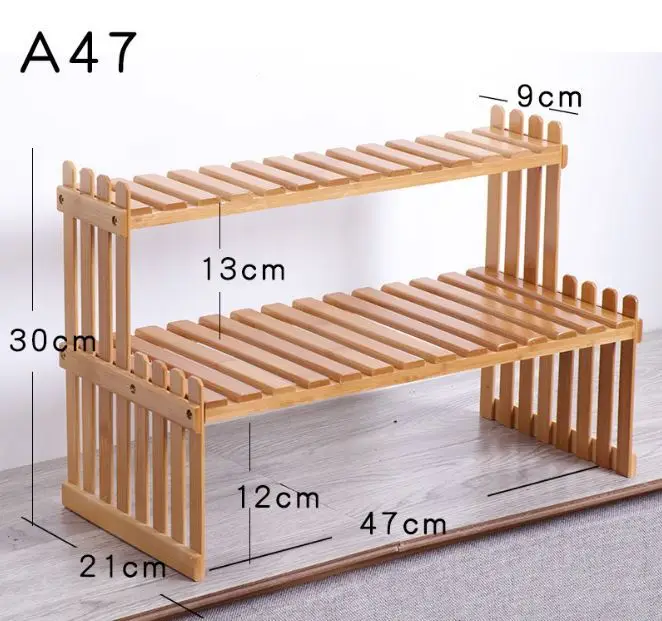 Натуральные бамбуковые полки для растений, Бамбуковая садовая стойка, Цветочная витрина, полка для хранения, балкон, сад, Домашний Органайзер для стола, держатель - Цвет: 47cm