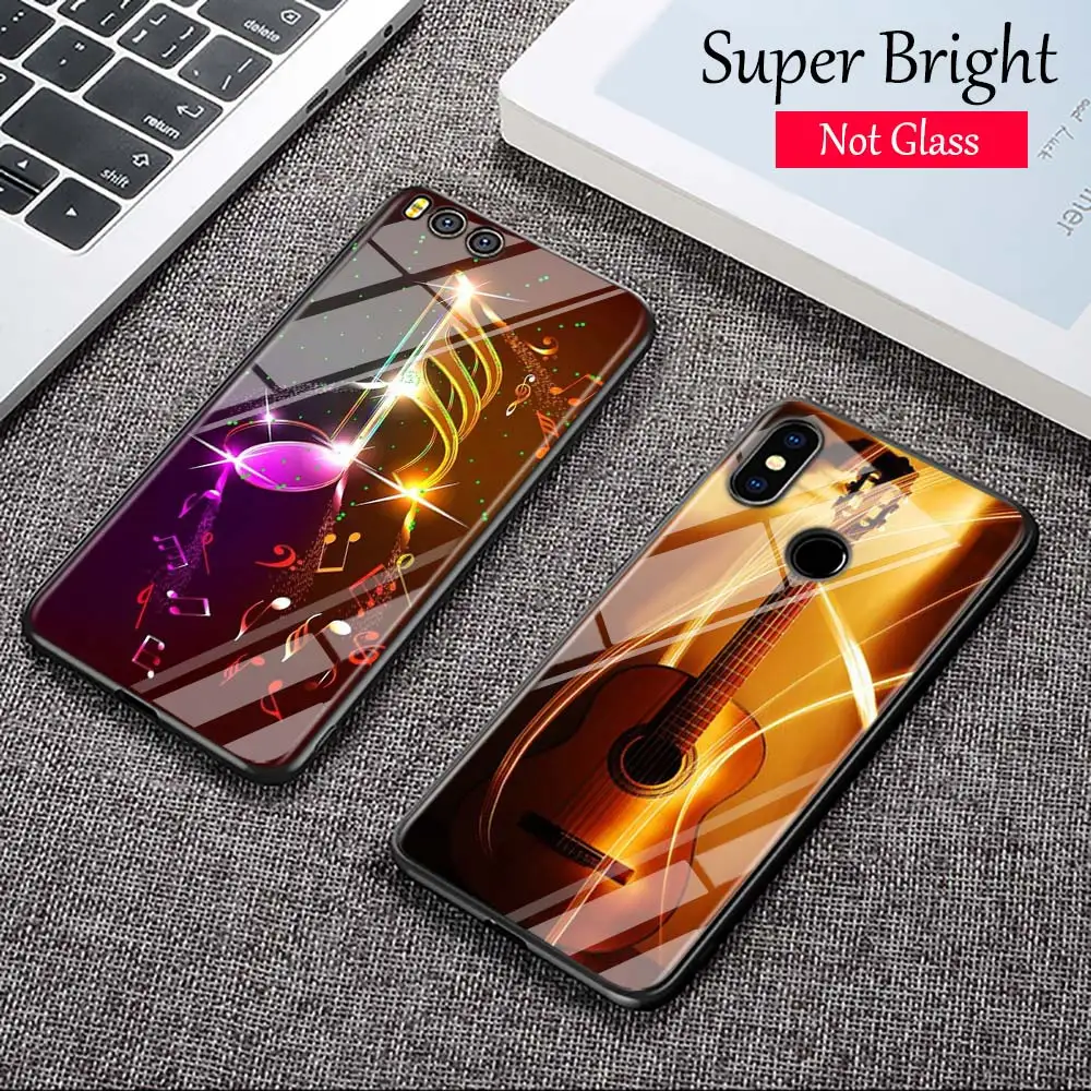 

Black Cover Piano Guitar Music for Xiaomi Mi A1 A2 5X 6X 6 8 9 9SE CC9 F1 9T 9TPro Mi Play Super Bright Glossy Phone Case