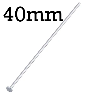 Flat Pin 0.6x2x40mm Настоящий 925 пробы, серебряный штырь для глаз, плоская головка, штырь для изготовления ювелирных изделий, 0,6 мм проволока - Цвет: Flat Pin 0.6x2x40mm