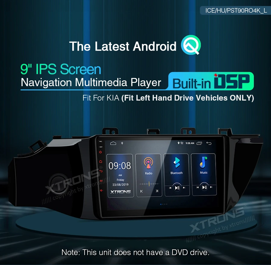 XTRONS 9 ''ips Android 9,0 DSP Автомобильный мультимедийный стерео радио плеер для KIA Kia RIO 4 левый руль gps без DVD