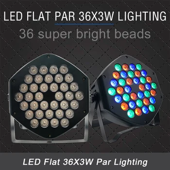 

LED Flat Par 36x3W RGB Color Lighting Strobe DMX Controller For Disco DJ Music Party Club Dance Floor Bar Darkening Stage Light