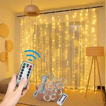 3M Led Fairy Lights Garland Gordijn Lamp Afstandsbediening Usb String Licht Nieuwe Jaar Kerst Decoraties Thuis Slaapkamer