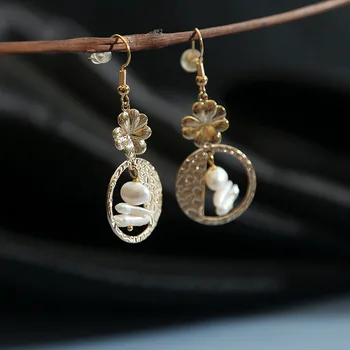 

Handmade 100% Fresh Water Pearl Drop Earrings For Mom Mother's Gift Leaf Earring Fine Jewelry