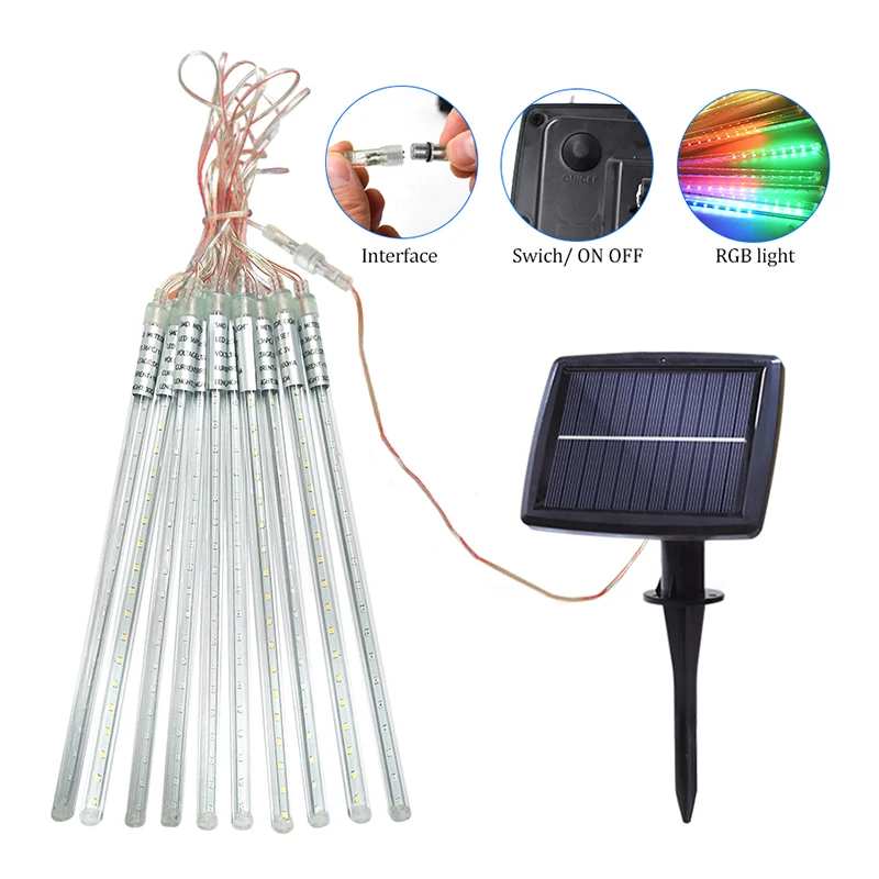 Китайский новый год 30 см Наружное освещение на солнечной метеоритный дождь 10