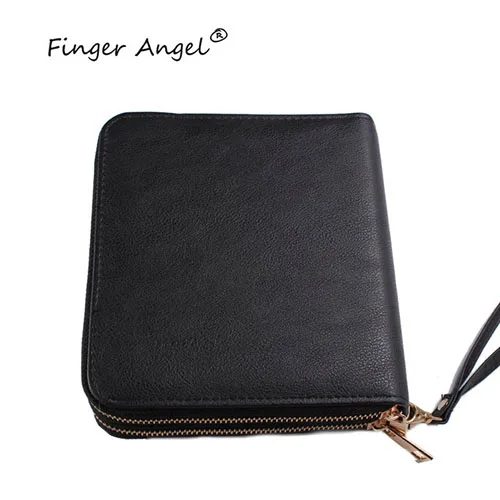 Finger Angel 192 слотов из искусственной кожи дизайн ногтей тиснение двойной слой изображения пластины чехол/папка держатель для тарелок сумка для хранения# HQ067 - Цвет: BLACK