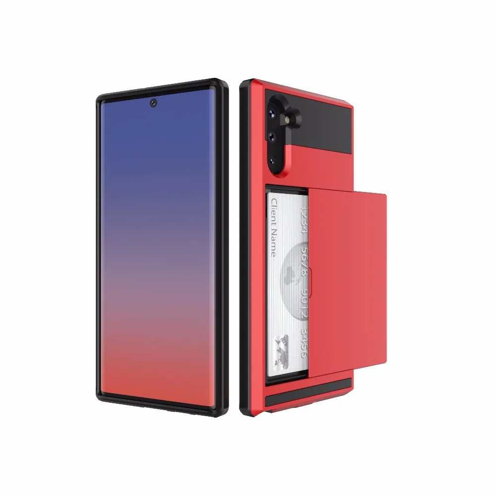 20pcs/lot Slide Card TPU+PC housing plastic cover case for samsung galaxy Note 8 9 10 10 Plus protective case cover