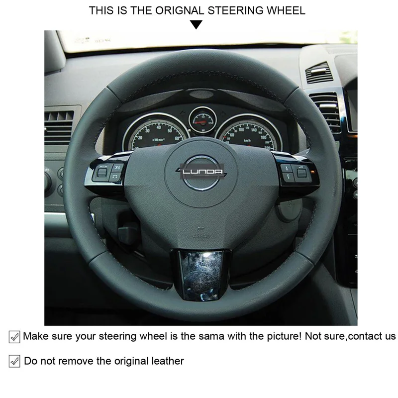 DIY сшитый вручную чехол рулевого колеса автомобиля из искусственной кожи для Opel