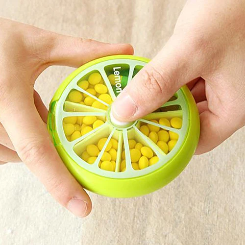 7 Days Portable Pill Storage Weekly Fruit Round Boxes Medicine Drug Storage Organizer Container Case