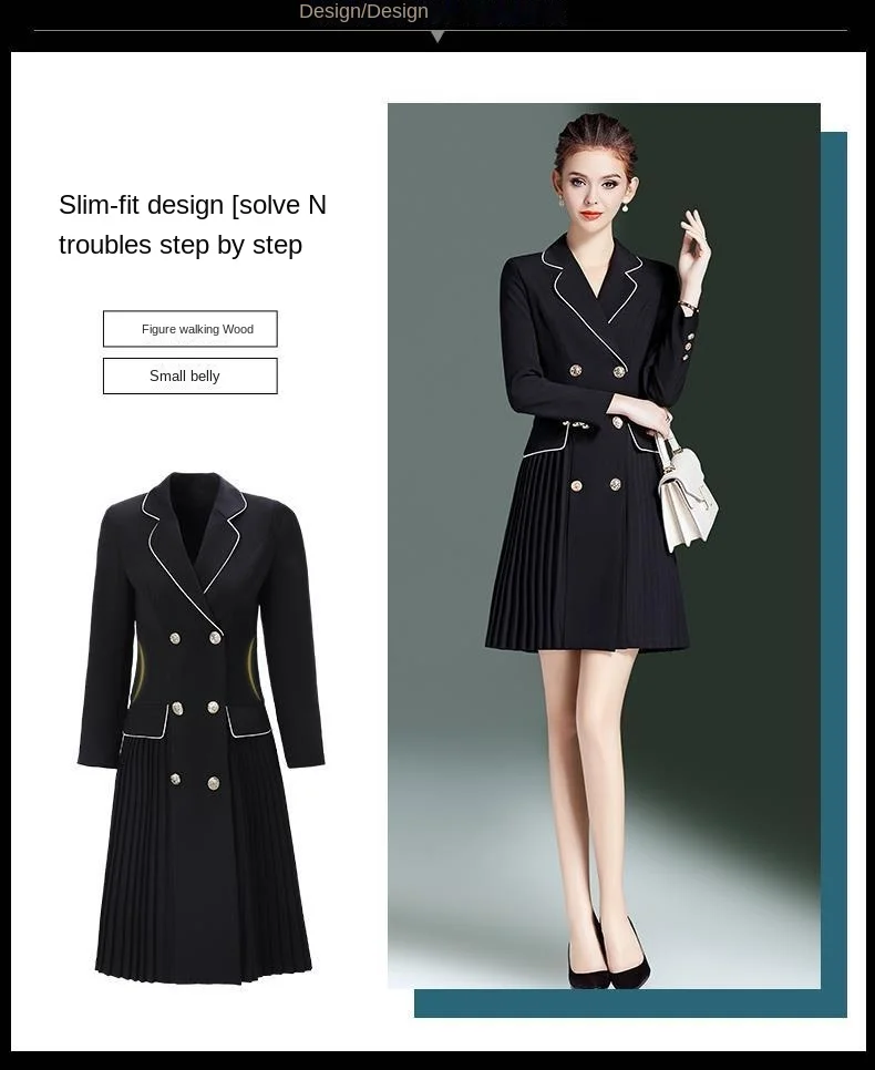 High-end elegant dress female new fashion temperament autumn 2023 women's button dress suit