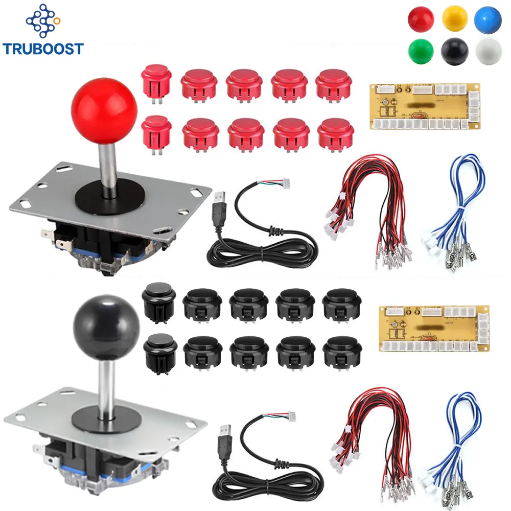 2 игрока 2Pin DIY аркадная игра джойстик наборы аркадных кнопок + USB контроллер кабели