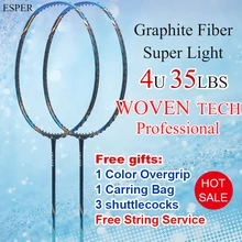 ESPER профессиональная ракетка для бадминтона 4U легкое углеродное волокно ракетка графит 35LBS с мешком для струн волан для взрослых