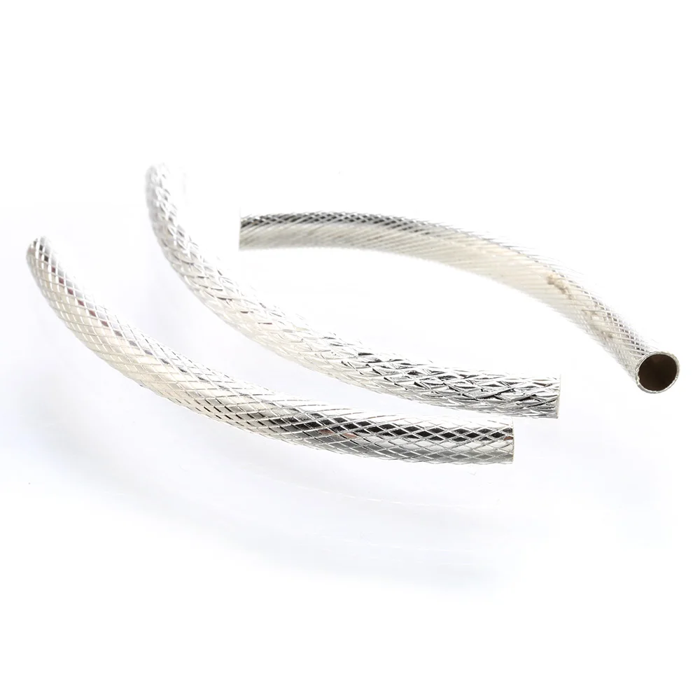 

10 pcs carved curved tube spacer bead connectors for bracelet earrings silver plated jewelry findings accessories