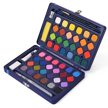

Portable Beginner Iron Box Artist Gift High Saturability Watercolor Paint Set With Brush Drawing Art Supplies Solid Pigment DIY