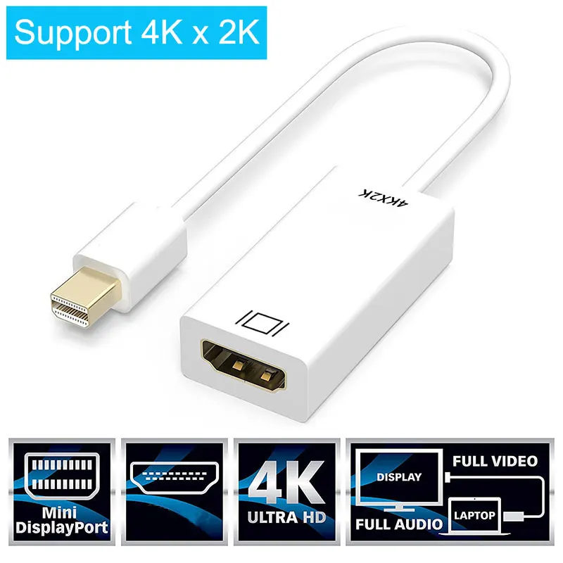 Видеокабель MINI DP к HDMI-совместимый с 4K * 2K HD Мини HDTV-адаптеру разрешение 3840x216 0 для