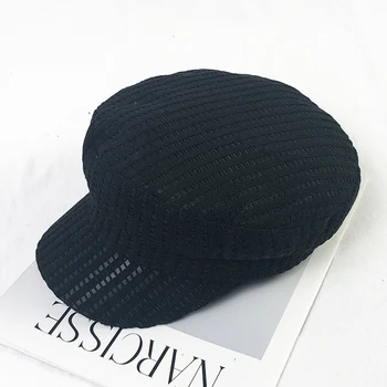 

Retro flat top military hat female hat fashion painter hat summer sunscreen sun hat