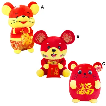 

Chinese New Year Red Rat Doll Ornament Year of The Mouse Festival Decorations Good Luck Mascot Stuffed Plush Toy 12 Inch
