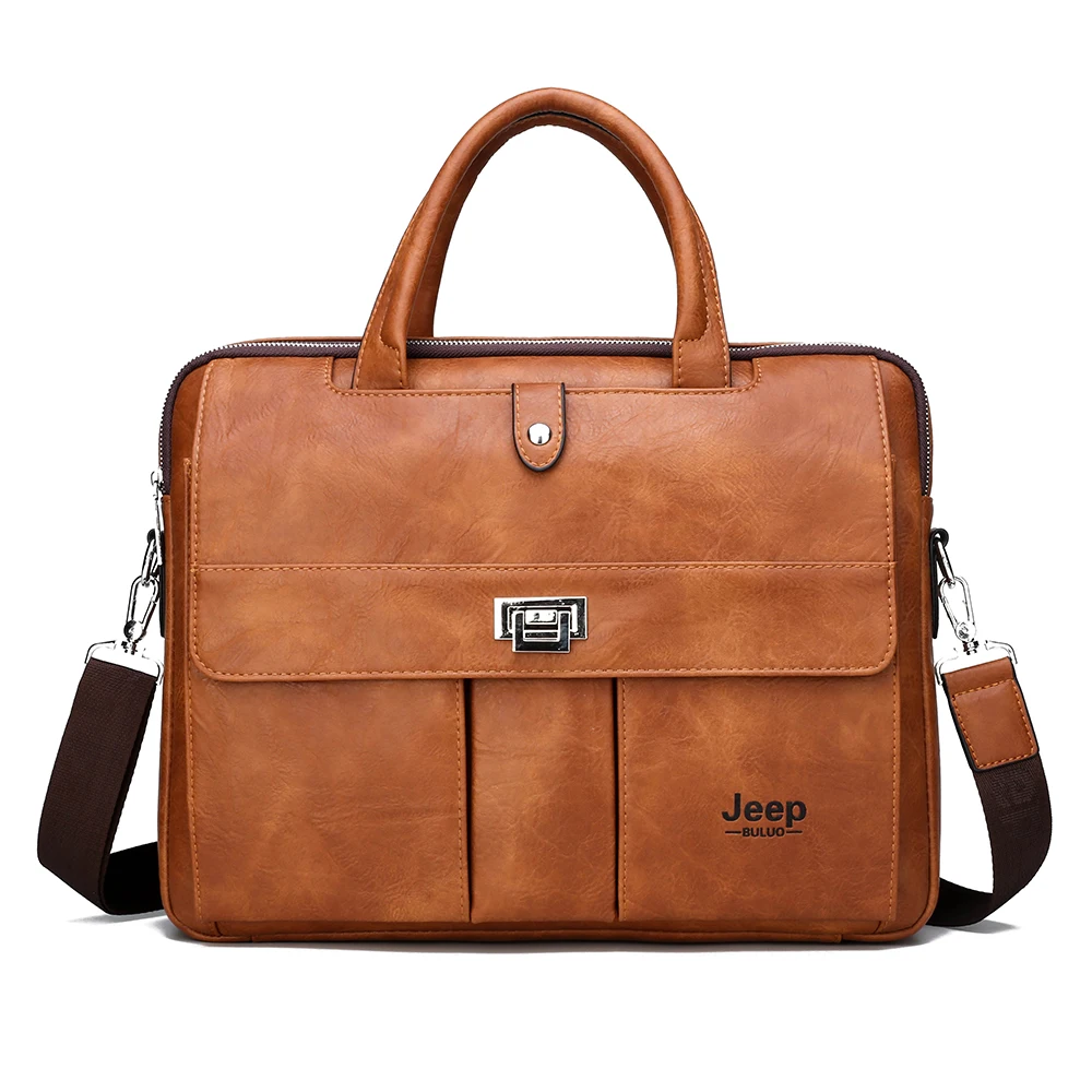 Only Bag Orange JEEP BULUO, деловая дорожная сумка, офисная, деловая, мужская сумка для файлов формата А4, мужской портфель, большой размер, 15 дюймов, сумки для ноутбука, сумка-тоут - Цвет: Only Bag Orange