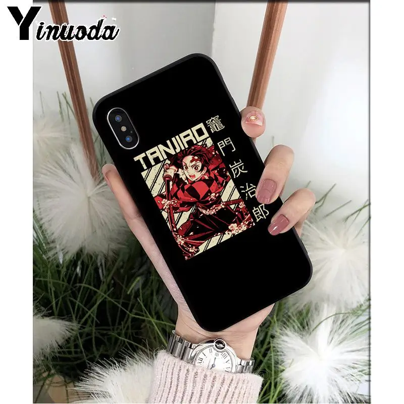 Yinuoda аниме демон Slayer Kimetsu no Yaiba TPU мягкий черный чехол для телефона Apple iPhone 8 7 6 6S Plus X