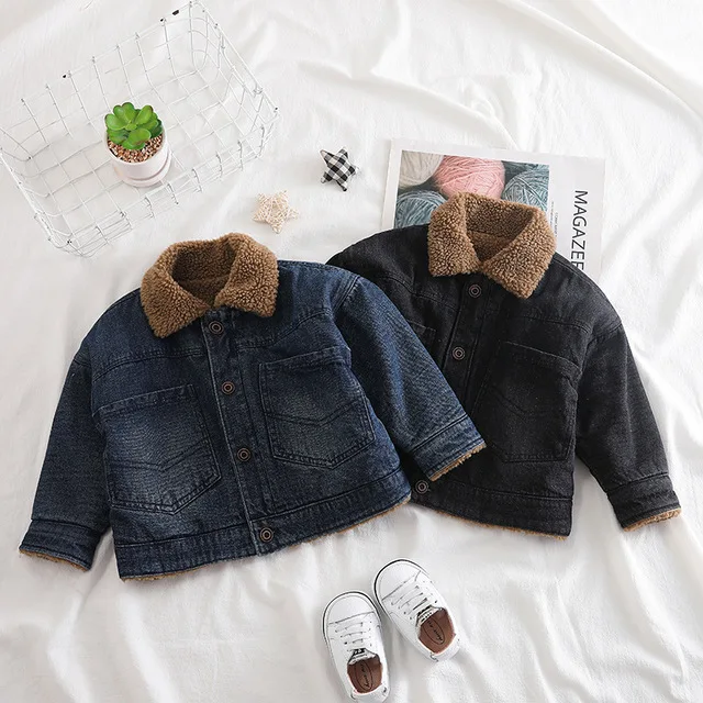 Toddler Boy Coat Autumn Winter Thicken Lambswool Denim Jackets for Boys Kids Clothing High Quality Casual Child Jackets